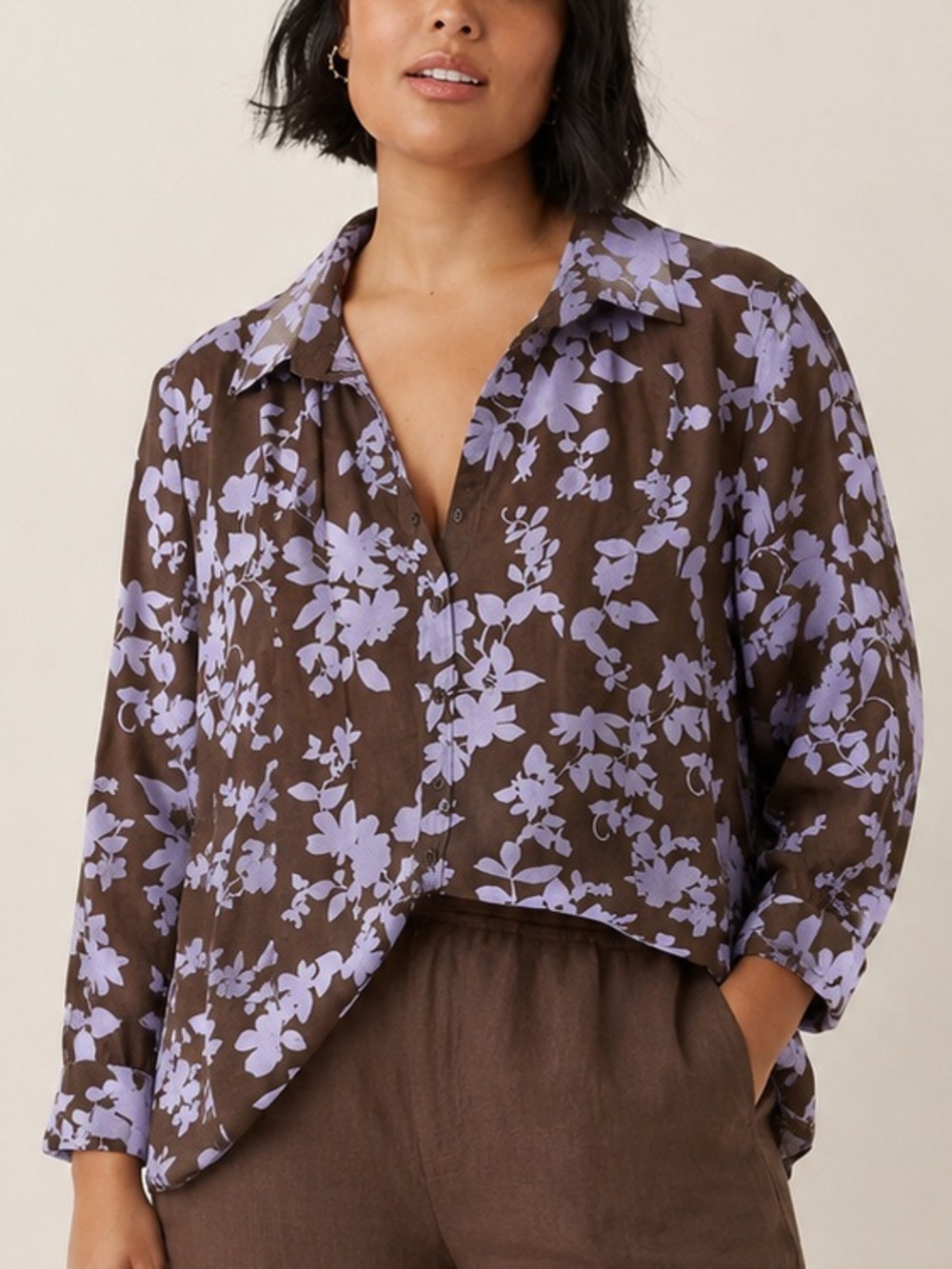 Craig Taylor Grace Floral Button Down Shirt Womens Size 3X Long Sleeve Flowy